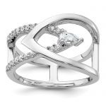 Sterling Silver Rhodium-plated Fancy CZ Ring