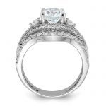 Sterling Silver Rhodium-plated CZ Engagement Ring and Band Set