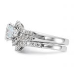 Sterling Silver Rhodium-plated CZ Engagement Ring and Band Set