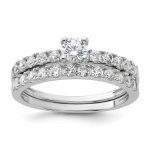 Sterling Silver Rhodium-plated CZ Ring and Band Set