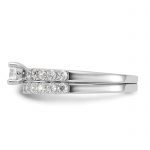 Sterling Silver Rhodium-plated CZ Ring and Band Set