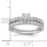 Sterling Silver Rhodium-plated CZ Ring and Band Set