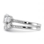 Sterling Silver Rhodium-plated CZ Engagement Ring and Band Set