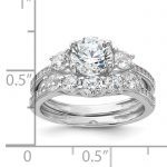 Sterling Silver Rhodium-plated CZ Engagement Ring and Band Set