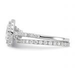 Sterling Silver Rh-plt 11mm CZ Halo Engagement/Eternity Band 2 Ring Set