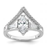 Sterling Silver Rhodium-plated Fancy Marquise CZ Ring