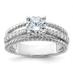 Sterling Silver Rhodium-plated Fancy Engagement CZ Ring