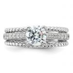 Sterling Silver Rhodium-plated Fancy Engagement CZ Ring