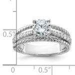 Sterling Silver Rhodium-plated Fancy Engagement CZ Ring