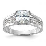 Sterling Silver Rhodium-plated CZ Ring