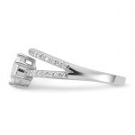 Sterling Silver Rhodium-plated Polished CZ Double Band Ring