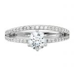 Sterling Silver Rhodium-plated Polished CZ Double Band Ring