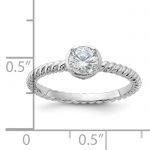 Sterling Silver Rhodium-plated CZ Twisted Ring