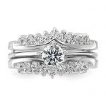 Sterling Silver Rhodium-plated CZ Ring Set