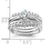 Sterling Silver Rhodium-plated CZ Ring Set