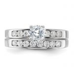 Sterling Silver Rhodium-plated CZ Ring Set