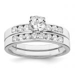 Sterling Silver Rhodium-plated CZ Ring Set