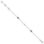 SS RH Plated White Ice Diamond and Garnet with 1.25 IN Ext Bracelet