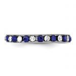 Sterling Silver Rhodium-plated Blue and White Crystal Eternity Band Size 6