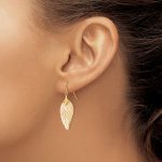 14k Madi K Mother of Pearl Leaf Dangle Earrings