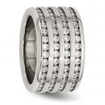 Stainless Steel Multirow 13mm CZ Ring