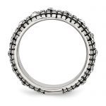 Stainless Steel Antiqued and Polished with Crystal 10mm Band