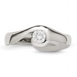 Stainless Steel Polished CZ Ring