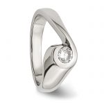 Stainless Steel Polished CZ Ring