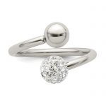 Chisel Stainless Steel Polished with Preciosa Crystal Ring