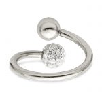 Chisel Stainless Steel Polished with Preciosa Crystal Ring