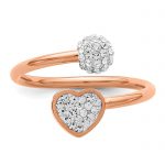 Chisel Stainless Steel Polished Rose IP-plated with Preciosa Crystal Heart Ring