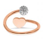 Chisel Stainless Steel Polished Rose IP-plated with Preciosa Crystal Heart Ring