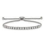 Chisel Stainless Steel Polished with CZ Adjustable Bracelet