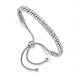 Chisel Stainless Steel Polished Preciosa Crystal Adjustable Bracelet