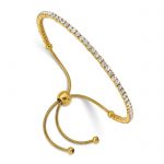 Chisel Stainless Steel Polished Yellow IP-plated Preciosa Crystal Adjustable Bracelet