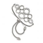 Chisel Stainless Steel Polished with Preciosa Crystal Circles Adjustable Bracelet