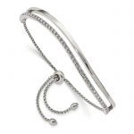 Chisel Stainless Steel Polished with Crystals from Swarovski Adjustable Bangle Bracelet