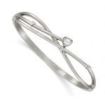 Chisel Stainless Steel Polished Heart CZ Hinged Bangle