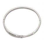 Chisel Stainless Steel Polished Heart CZ Hinged Bangle