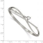 Chisel Stainless Steel Polished Heart CZ Hinged Bangle