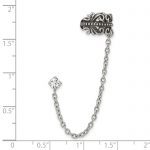 Stainless Steel Antiqued and Polished CZ Cuff Earring (Sold Single)