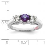 Survivor Collection 10K White Gold Clear and Purple Swarovski Topaz Pamela Ring