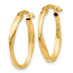 14K Gold Polished Twisted Oval Hoop Earrings