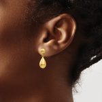 14k Teardrop Hollow Post Dangle Earrings