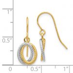 14k Two-tone Textured Fancy Dangle Earrings