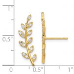 14K CZ Fern Ear Climber Earrings