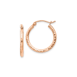 10K Rose Gold Diamond-cut Polished Hoop Earrings