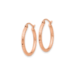 10K Rose Gold Diamond-cut Polished Hoop Earrings