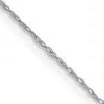 14K White Gold 16 inch Carded .5mm Cable Rope with Spring Ring Clasp Chain