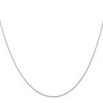 14K White Gold 18 inch Carded .5mm Cable Rope with Spring Ring Clasp Chain